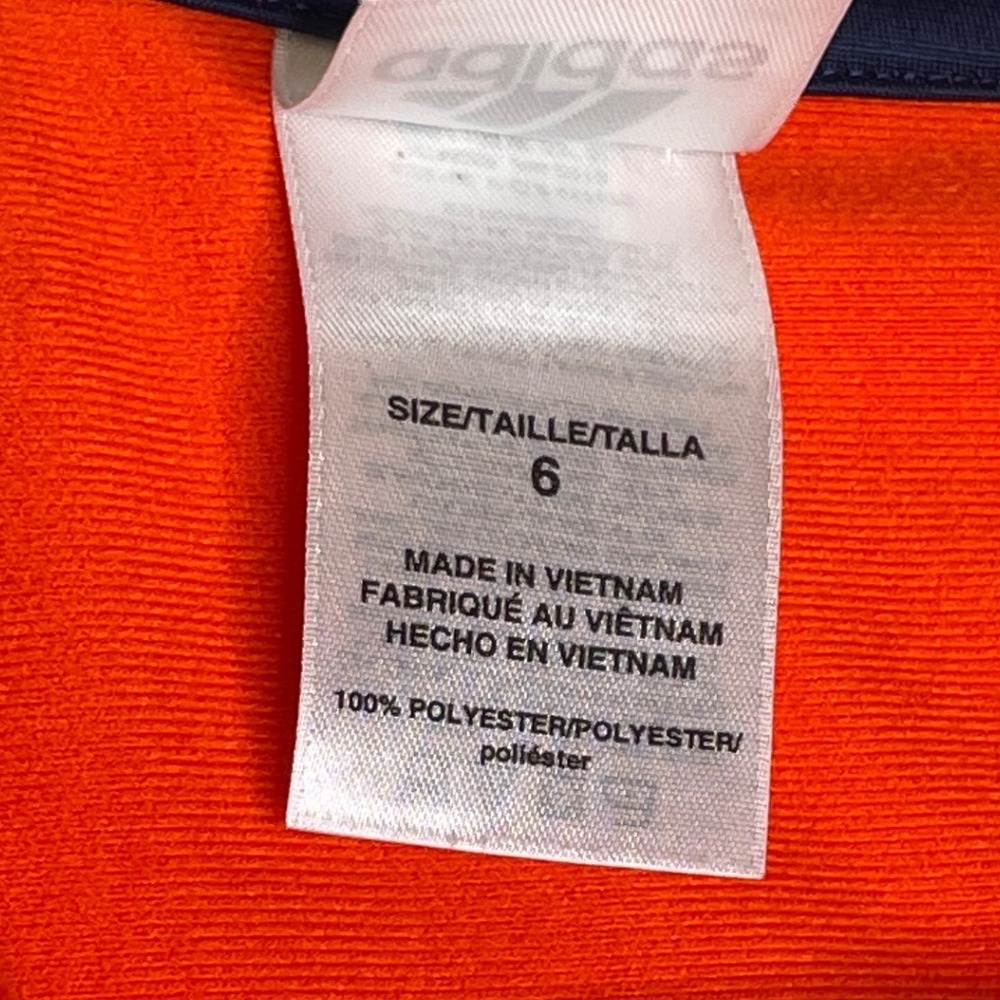 Adidas Kids Tracksuit Jacket Full Zip Logo Stripe Size 6 Orange Navy - Picture 3 of 7